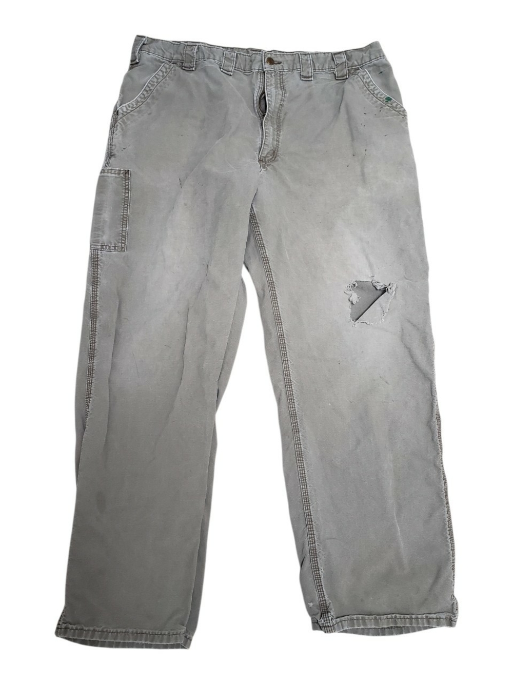 Carhartt Tan Dungarees Distressed And Paint With Work Patina -Straight Leg 42/34